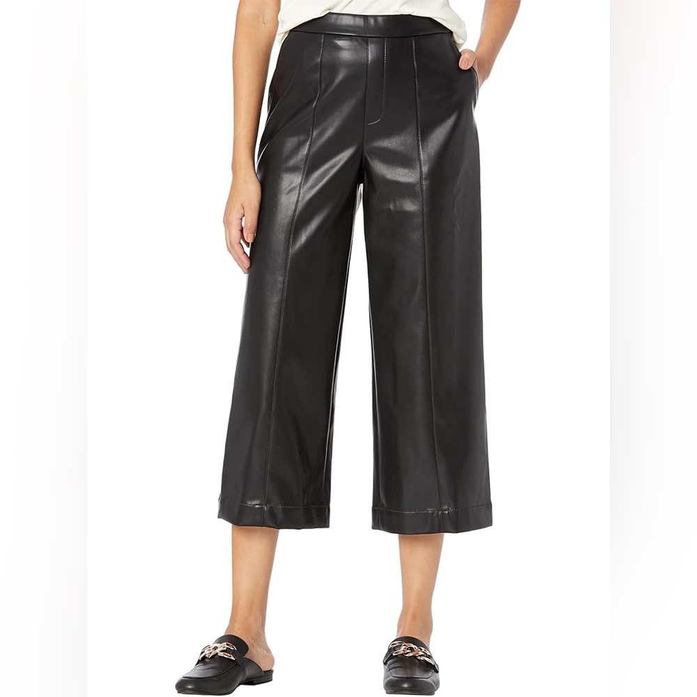 BCBGMAXAZRIA Women's High-Rise Cropped Faux Leather Pants Size 4